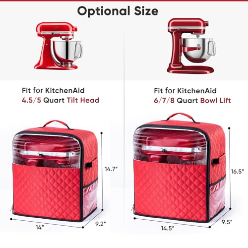 BAGSPRITE Stand Mixer Cover with Appliance Sliders Base Compatible with KitchenAid Mixer-Storage Bag for 4.5/5 Quart with Pockets for Kitchen Aid Accessories and Attachments