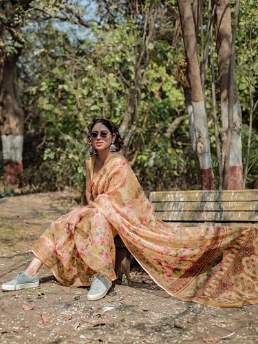 Image of MIRCHI FASHION Saree for Woman Organza Floral Printed | Lightweight Elegant Traditional Sari with Matching Blouse Piece