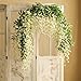 JUSTOYOU 2PCS 7FT Artificial Wisteria Vine Garland Fake flower Wisteria Garlands for Outdoor Indoor Wedding Wall Badroom Decoration(White)