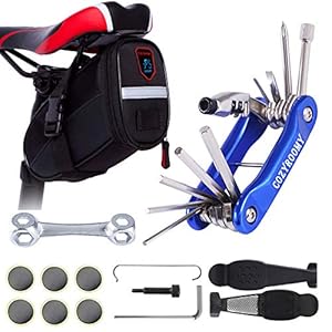 COZYROOMY Fahrrad Set Reparatur – Satteltaschen Fahrradwerkzeuge Set mit Fahhradtasche und Fahrrad Multitool, Kettenwerkzeug Fahrrad reifenwerkzeug