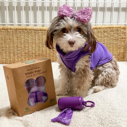 Image of Best Pet Supplies Dog Poop Bags for Waste Refuse Cleanup, Doggy Roll Replacements for Outdoor Puppy Walking and Travel, Leak Proof and Tear Resistant, Thick Plastic - Purple Lavender Scented, 240 Bags