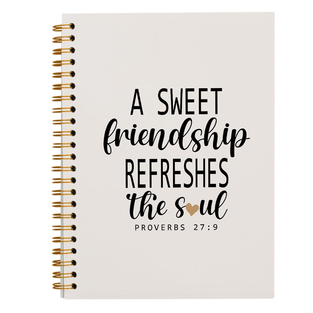 Christian Bible Verse Proverbs 27:8 a Sweet Friendship Refreshes the Soul Lined Hardcover College Ruled Spiral Notebook Journal for Work Notes Journaling 5.5×8.3 Inch,Women Girls Best Friend BFF Gifts