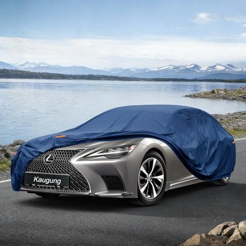 Image of Kaugung Custom Fit Sedan Car Cover for Lexus LS LS400 LS430 LS460 LS600HL LS500, Heavy Duty Waterproof All Weather Outdoor Protection, Breathable Full Exterior Cover with Vent, Rain Sun Snow UV Proof