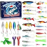 Advent Calendar Fishing Christmas Countdown -24 Days Fishing Lures Kit, 2026 Xmas Fish Gift for Fisher Adult Men,Teen Boys,Father,Husband, or Boyfriend