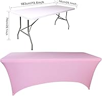 Vista 4 de Mantel elástico de 6 pies para mesas plegables estándar, mantel rectangular de elastano, elástico ajustable de 6 pies, protector decorativo