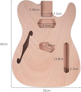 Unfinished Electric Guitar Body, Unfinished Electric Guitar Body, Blank Guitar Body Barrel DIY Mahogany and Composite Wooden Body Guitar Parts Accessories for F Guitar