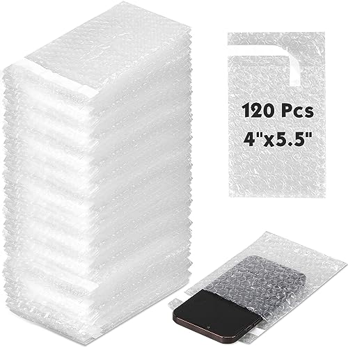 PerKoop 120 Pcs 4 x 5.5 Inch Bubble Cushion Wrap Bags Bulk, Double Wall Bubble Cushion Wrap Pouches, Clear Protective Bags Thickening Shockproof for Shipping Packing Storage Moving
