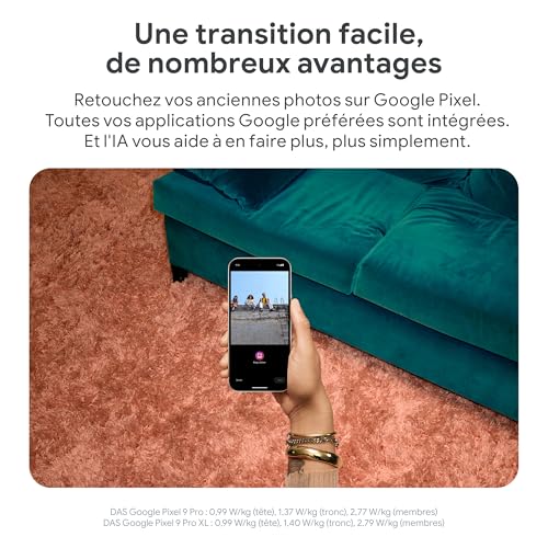 Google Pixel 9 Pro – Smartphone Android débloqué avec Gemini, Triple Appareil Photo arrière, 24 Heures d'autonomie et écran Super Actua 6,3 Pouces – Porcelaine, 128GB