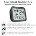 Battery Operated Digital Alarm Clock, Dual Smart Alarm with Workdays/Weekends Setting, Loud Alarm, Snooze, Small Travel Clock with Indoor Thermometer/Hygrometer, Dimmable LED Backlight, Handheld Size