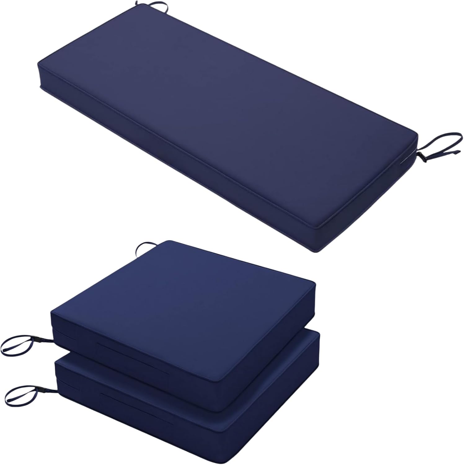 Favoyard Waterproof Outdoor Bench Cushion 42 x 18 Inch & Patio Chair Cushion 19 x 19 x 3 Inch (Set of 2), Blue