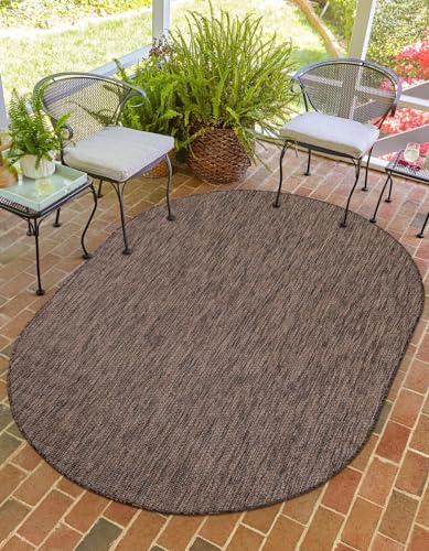 Outdoor solid collection area rug, 3'3" x 5'3" oval