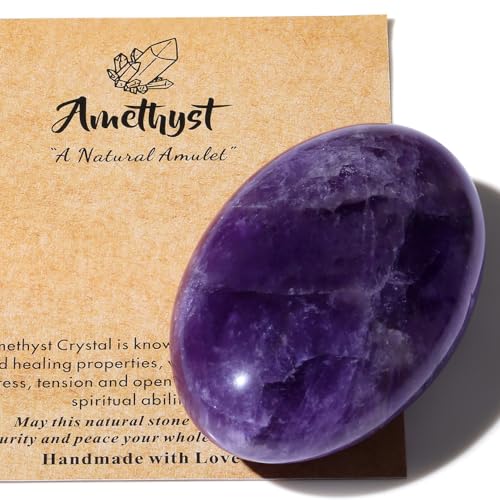 AWARDSEN 1 PCS 2.4 Amethyst Edelsteine Groß Violett Kristall Oval Heilung Kristall für Reiki Heilung Wiccan Lieferungen Balancing Meditation Zubehör
