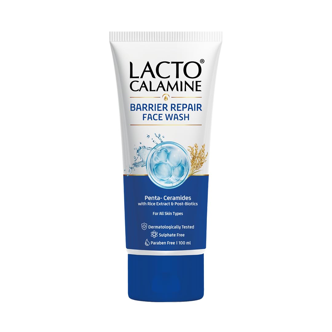 Lacto Calamine Barrier Repair Face Wash|Penta-Ceramide, Rice Extracts, Post-biotics|Skin barrier protection & hydration | 100 ml