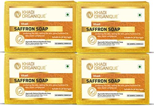 Khadi Organique Natural Herbal Saffron Soap Pack of 4