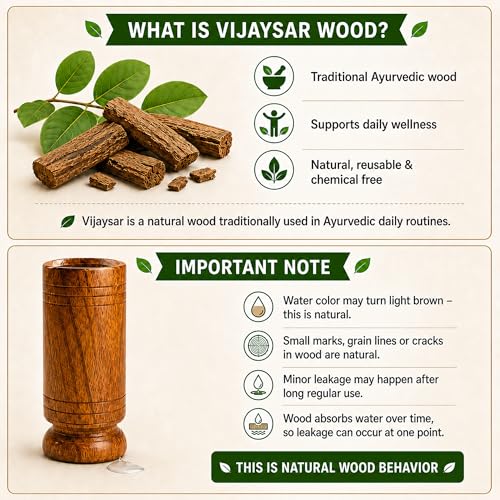 Image of Vijaysar Wood Drinking Glass, 80 ml Capacity, Pack of 2, Natural Wooden Tumbler for Daily Wellness, Handcrafted Ayurvedic Inspired Herbal Water Glass