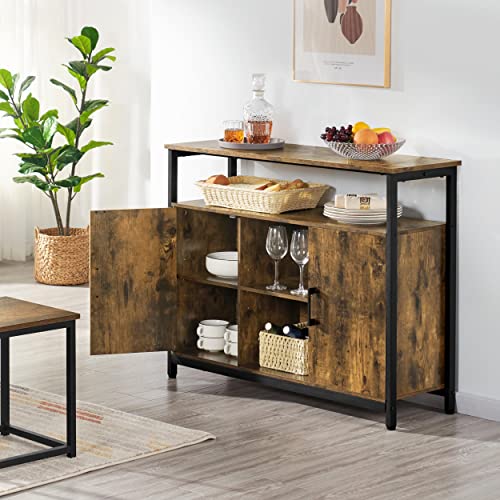 Yaheetech Sideboard, Kitchen Buffet Table, Storage Cabinet, Console Table With Two Doors And Adjustable Shelves For Kitchen, Dining Living Room Entryway, Industrial Style, Rustic Brown #TOP1