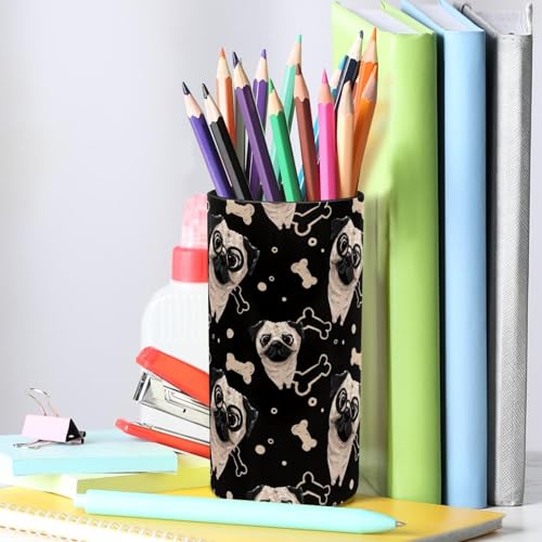 Boîte à musique porte-stylos carlin, parfait pour organiser votre coin beauté ou télétravail