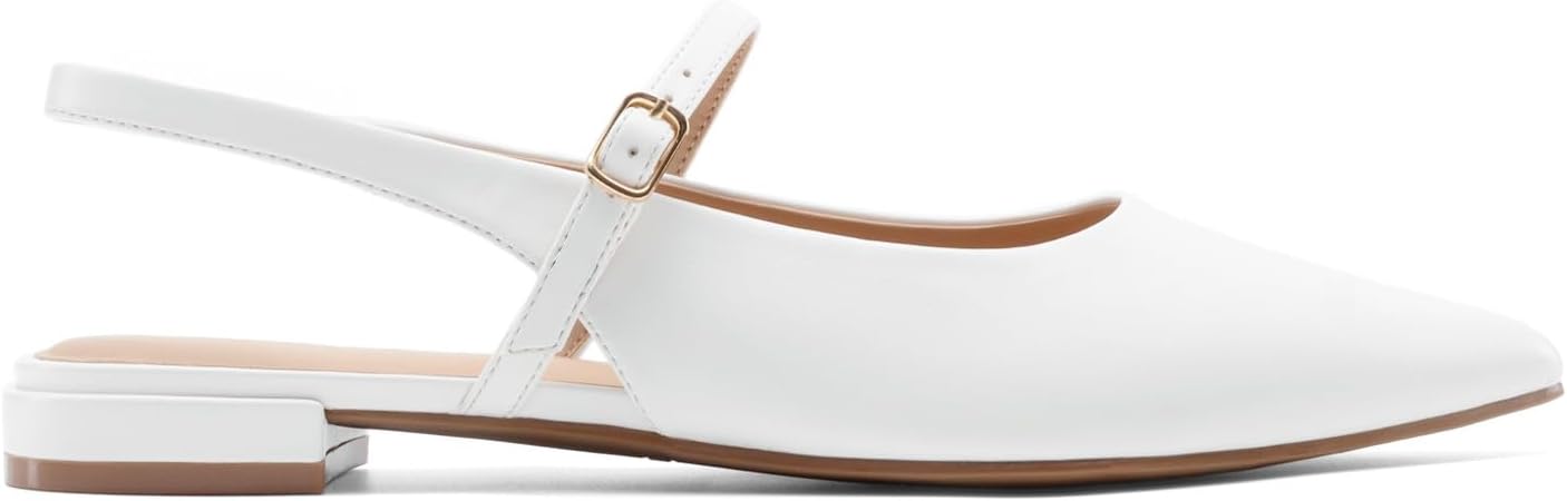 DREAM PAIRS Women's Slingback Dress Pointed Toe Flats Ballet Mary Jane Flat Shoes with Buckle Strap Low Heel Dressy Flats - Image 4