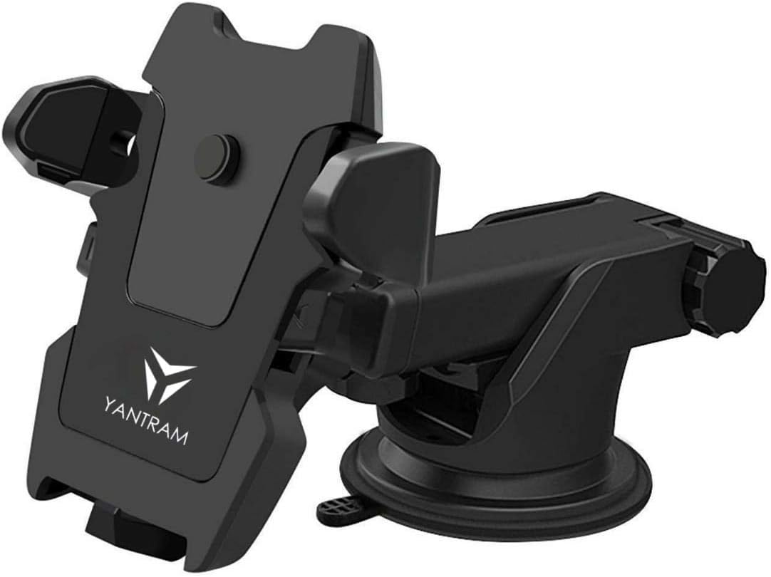 YANTRAM Universal 360 Rotating Adjustable Car dashboard Windshield Glass mobile Phone stand holder Mount accessories for car dashboard windshield Home office Desk table phone mobile holder