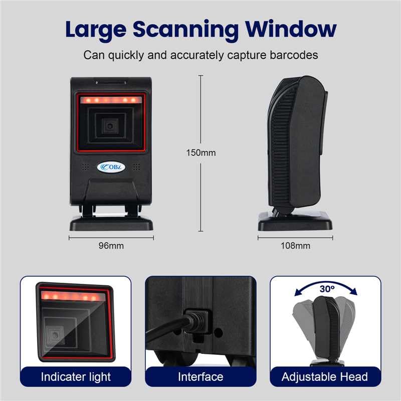 Lecteur code barre USB 1D 2D filaire compatible Windows - 6
