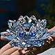 TYGJB Feine Quarz Kristallglas Lotus Blume Natursteine Mineralien Feng Shui Kugel Kristalle Blumen Hochzeit Souvenirs (Blau)