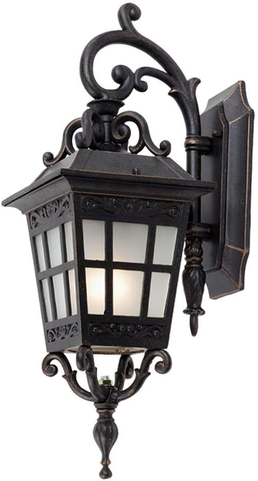 Traditional European Victoria Antique Outdoor Glass Lantern Wall Light Shade Waterproof Black Aluminum Wall Lamp E27 Edison Porch Wall Sconce Lighting Exterior Wall Spotlights