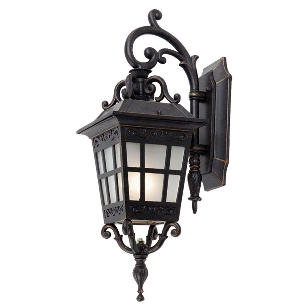 HYJAUSXB Wall Lamps Sconces Traditional Victoria Antique Outdoor Glass Lantern Light Shade Waterproof Black Aluminum Lamp E27 Porch Sconce Lighting Exterior Spotlights