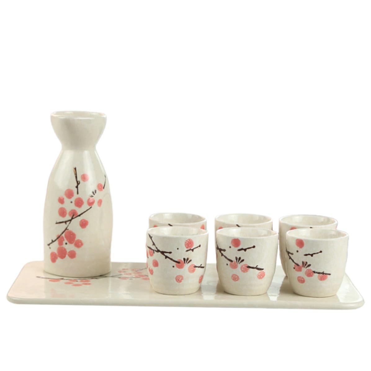 Juego de sake japonés HOOWIFFY de cerámica artesanal roja con juego de tazas seguras