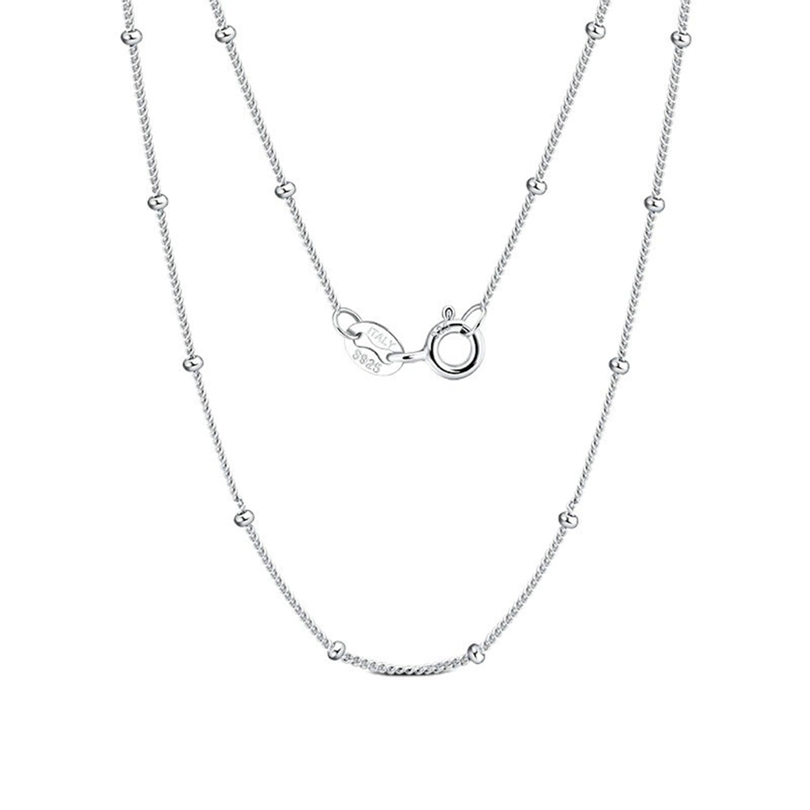 Catena Donna Argento 925, Collana con Catena di Perline 40-60cm