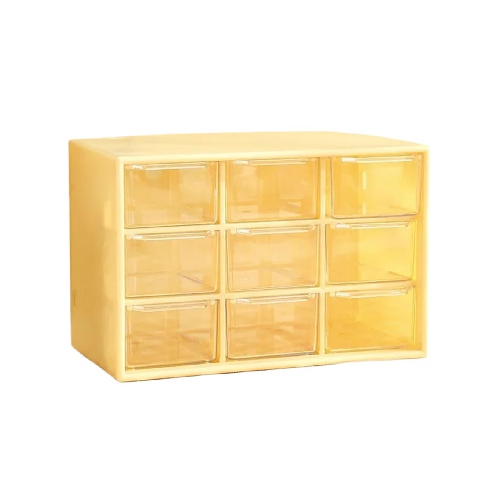 XUCZHAI Desktop Storage Boxes Organizer Transparent Small Drawer Partitioned Desk Box(Yellow)