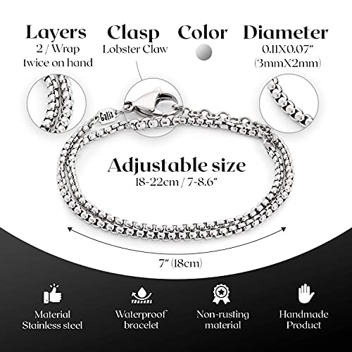 Handmade Cuff Chain Bracelet For Men Made Of Stainless Steel By Galis Jewelry - Silver Bracelet For Men - Cuff Bracelet For Men - Jewelry For Men - Fits 7"-7.75" Wrist Sizes #TOP2