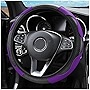 Car Steering Wheel Cover, Microfiber PU Leather Elastic Carbon Fiber Auto Steering Wheel Protector, 15 Inch Breathable Anti-Slip for Women Men, Car Interior Accessories for Most Cars (Black/Purple)