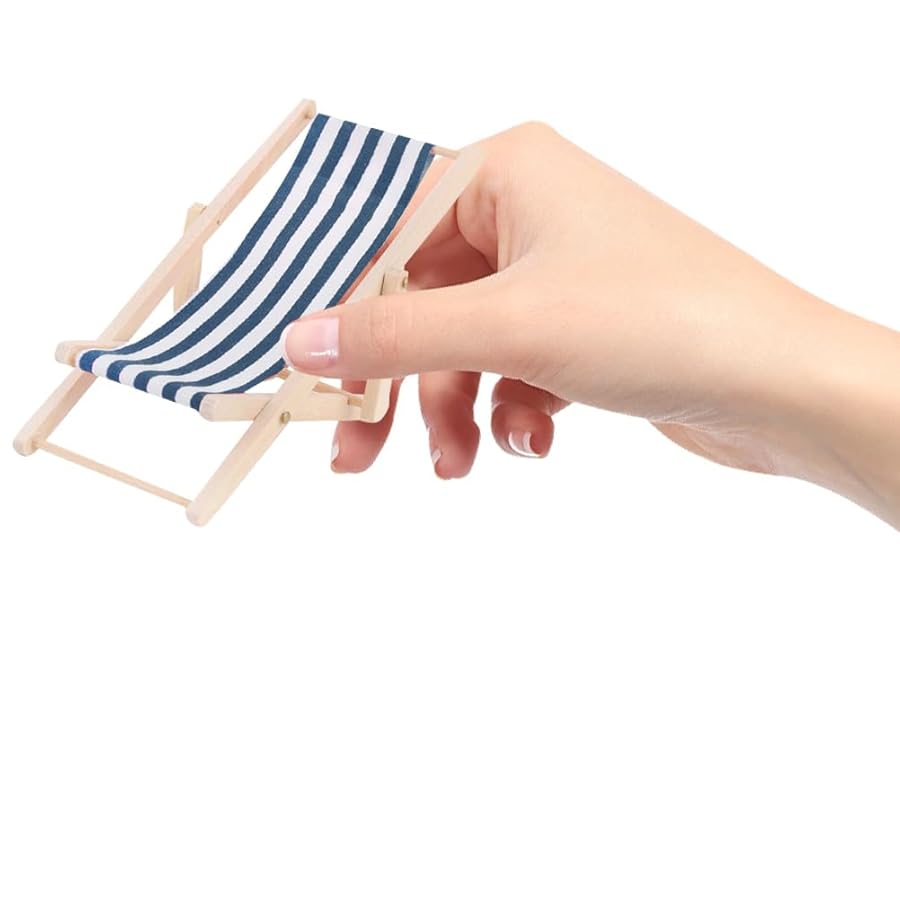 3-Pack Miniature Beach Chair & Table, 1:12 Scale Dollhouse Miniature Beach Furniture Set, Tiny Beach Chairs for Pool Party Decor, Mini Pool Furniture, for Garden Cake DIY Craft (Blue) - image 9