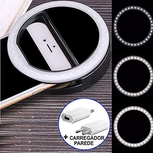 Ring Light Luz de Selfie Para Celular + carregador Preto CBRN08674