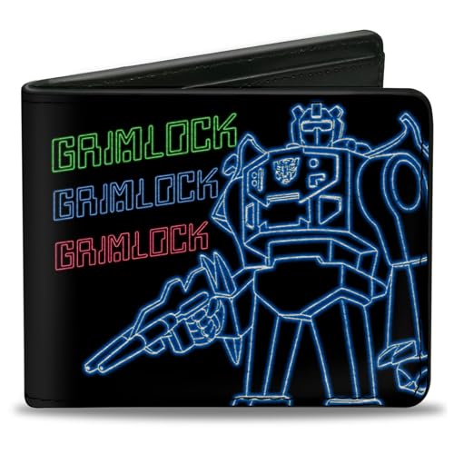 Hasbro Wallet, Bifold, Transformers Grimlock Pose and Autobot Circuit Logo Black, Vegan Leather
