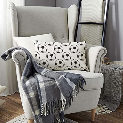 Tks Mitlan Sport Football Pattern Pillow Cover 12X20 Inch Black White Soccer Ball Fitness Pillows Decorative Throw Pillows Farmhouse Decor For Home Cushion Case #TOP4