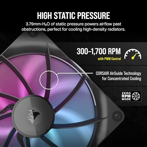 CORSAIR iCUE LINK RX140 RGB 140mm Ventilateurs PWM avec Hub Système iCUE LINK - Roulement à Dôme Magnétique - Dual Pack - Noir