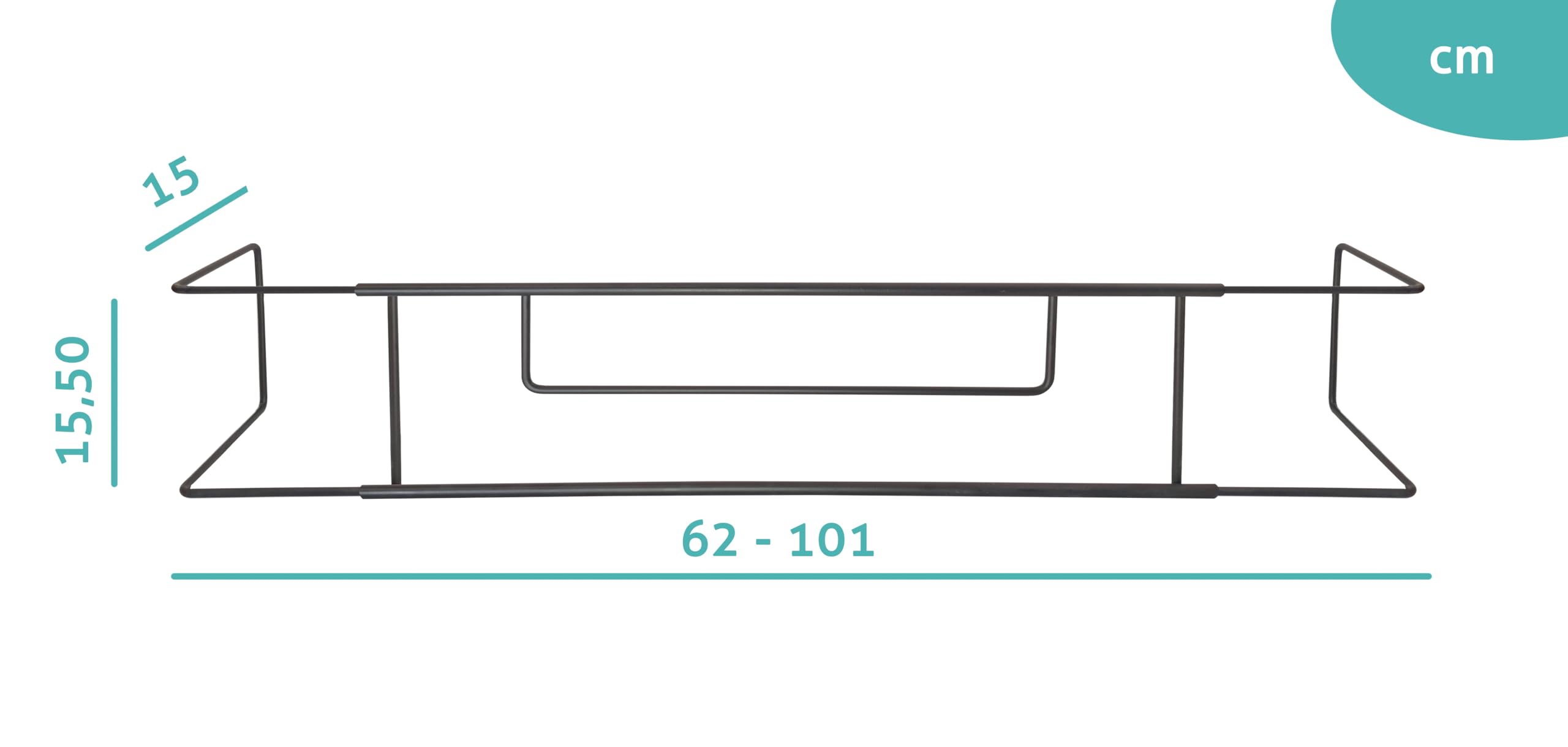 Balconcillo para Macetas, Portamacetas Ventana, Protector de macetas Ventana, Extensible 62-101 cm, Acero Lacado, Negro Mate | Incluye Tornillería