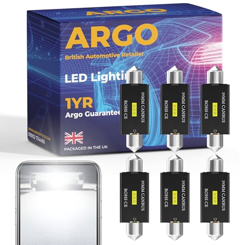 Image of 6 Pcs 39mm 239 Festoon C5w LED Car Bulb License Number Plate Bulb 1860 Series Xenon White Car led Interior lights 272 T4W Bright Dome Reading Map Lamps Boot Light Footwell Bulbs 12v