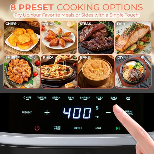 Image of NEWBULIG Air Fryer，4QT Small AirFryer with Easy View Window and Interior Light, Digital Touchscreen with 8 Presets for Custom Cooking, Nonstick and Dishwasher Safe Basket, Black