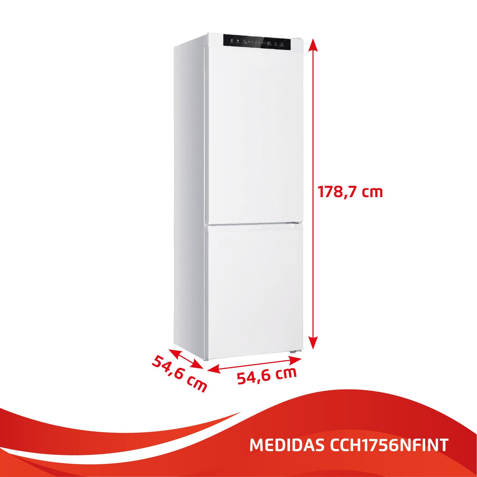 Corberó - Frigorífico Combi | CCH1756NFINT | 253 Litros | 179 cm | No Frost | Display Interior, Fresh Box | Cajón Crisper | Botellero de Madera | Modo Vacaciones | Blanco