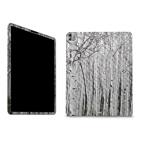 Image of MightySkins Carbon Fiber Skin Compatible with Apple iPad Pro 12.9 inch M2 6th Gen (2022) Full Wrap Kit - Birch Forest | Protective, Durable Textured Carbon Fiber Finish | Easy to Apply | Made in The USA
