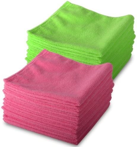 10 Pink & 10 Green Microfibre Genuine Exel Brand Magic Cleaning Cloths. Chemical Free Cleaning. Anti Bacterial Microfiber Cloths for Amazing Smear Free Wiping.