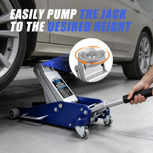 Image of 3 Ton Aluminum Floor Jack, Low-Profile Dual-Piston Rapid Lift Pump, 3-9 /16 inch-18-1 /2 inch Lift Range, ASME /ANSI Certified, Lightweight Heavy-Duty Racing Jack for Cars, SUVs & Trucks (3 Ton Aluminum)