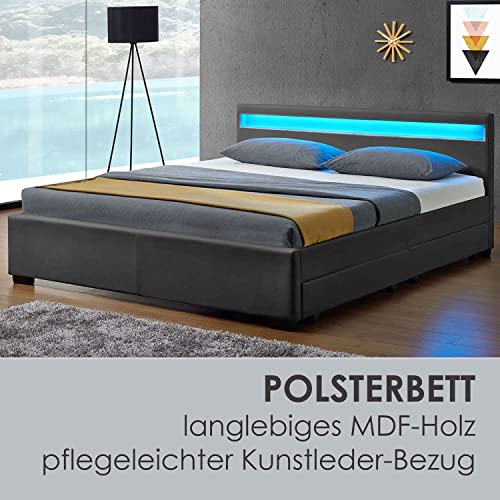 Polsterbett „Lyon“ inklusive Bettkasten – 140 x 200 cm – dunkelgrau - 6