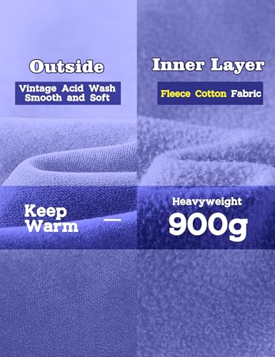 Image of FAIABLE Womens Oversized Acid Wash Hoodie Unisex Heavyweight Cotton Hoodies Fleece Vintage Washed Sweatshirt Women Men