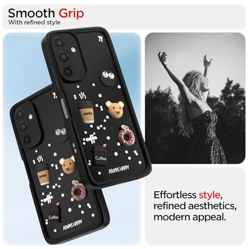 Image of Pikkme Back Cover for Samsung Galaxy A26 5G | Cute Fun Cartoon 3D Bear Silicone Full Body Protection Bumper Case (Black)