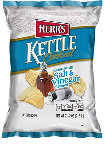 Herr's - Boardwalk Salt and Vinegar Kettle Potato Chips, Pack of 12 bags