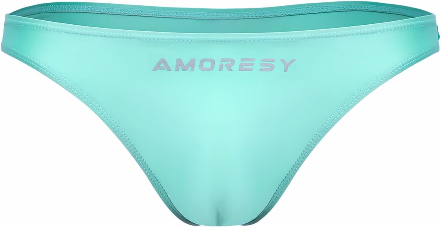 [AMORESY] オシアナス シリーズ無地超薄型タイトな水泳パンツマルチカラーのシンプルなセクシーなビーチブリー...