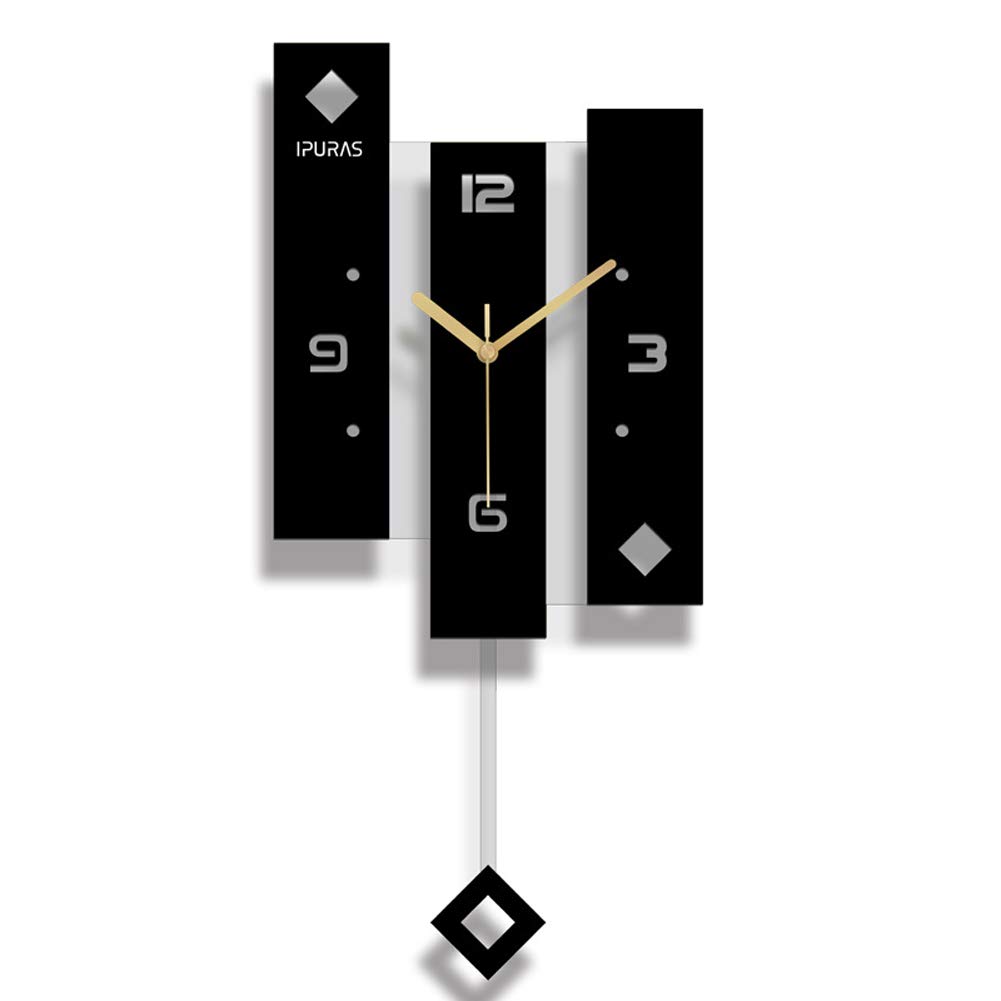 SHISEDECO Creative Mute Modern Large Pendulum Clock in Black & White, Decorative Modern Silent Decor for Home, Kitchen,Living Room,Office - Colorful Acrylic Art Design(Full Range Available)